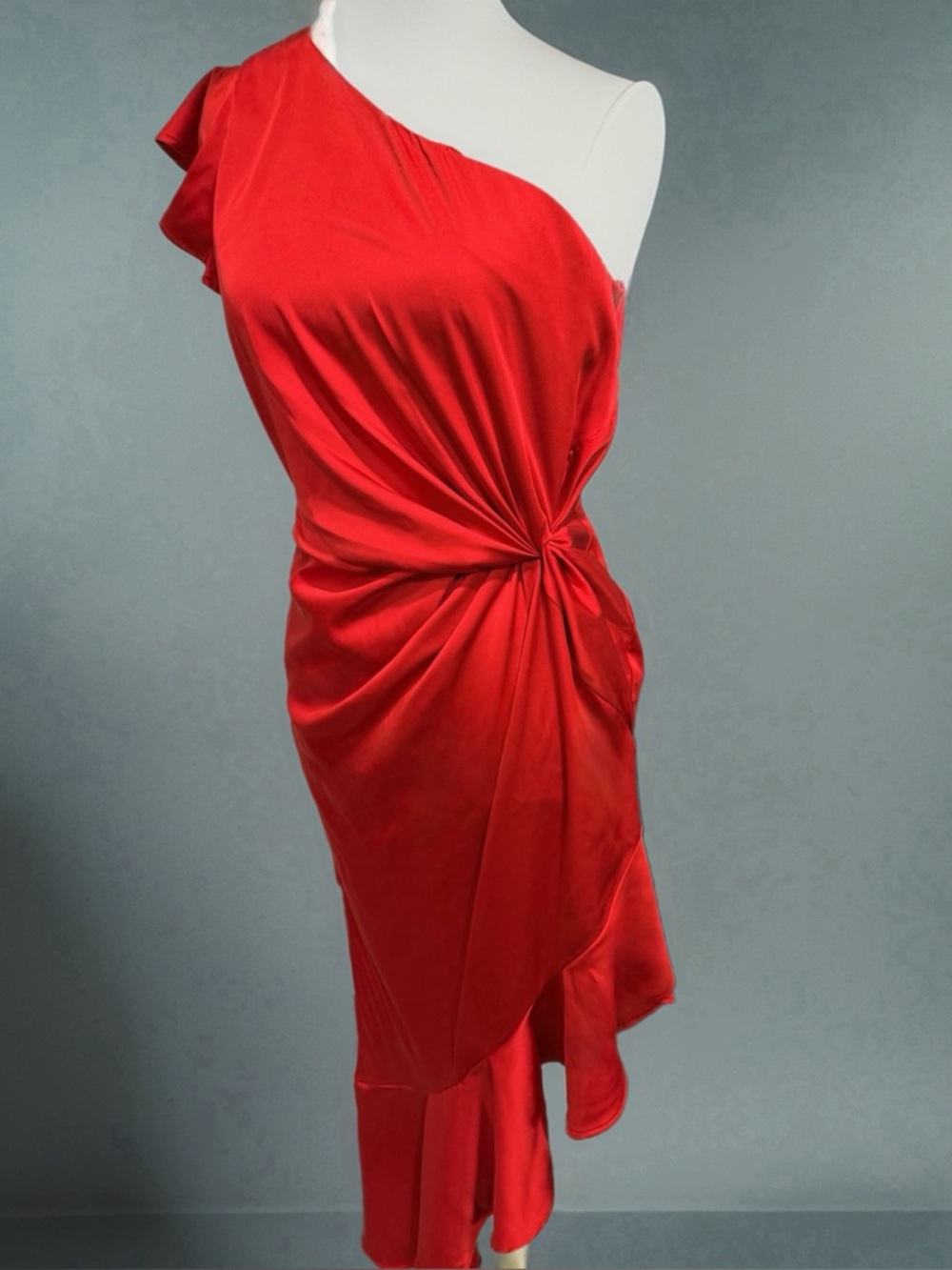 GUESS Red One-Shoulder Asymmetrical Ruffle Dress - Picture 11 of 11